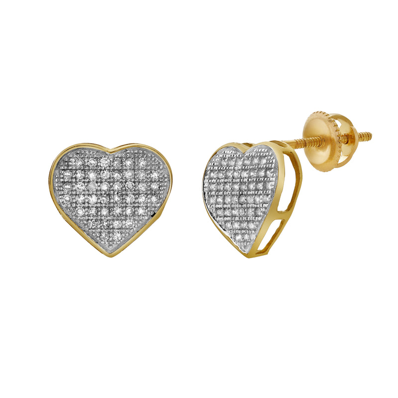 Swoon 10K Yellow Gold Cluster Diamond Unisex Earrings - 0.23 Cts