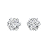 Solace 14K White Gold Flower Cluster Diamond Earrings - 1.80 Ct
