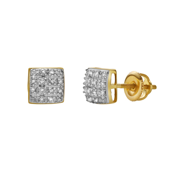 Echo 10K Yellow Gold Cluster Diamond Unisex Earrings - 0.15 Cts