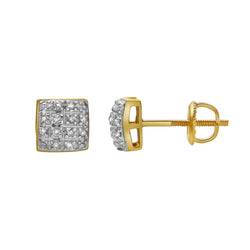 Echo 10K Yellow Gold Cluster Diamond Unisex Earrings - 0.15 Cts