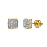 Flux 10K Yellow Gold Cluster Diamond Unisex Earrings - 0.05 Cts