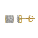 Flux 10K Yellow Gold Cluster Diamond Unisex Earrings - 0.05 Cts