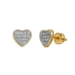 Beat 10K Yellow Gold Cluster Diamond Unisex Earrings - 0.09 Cts