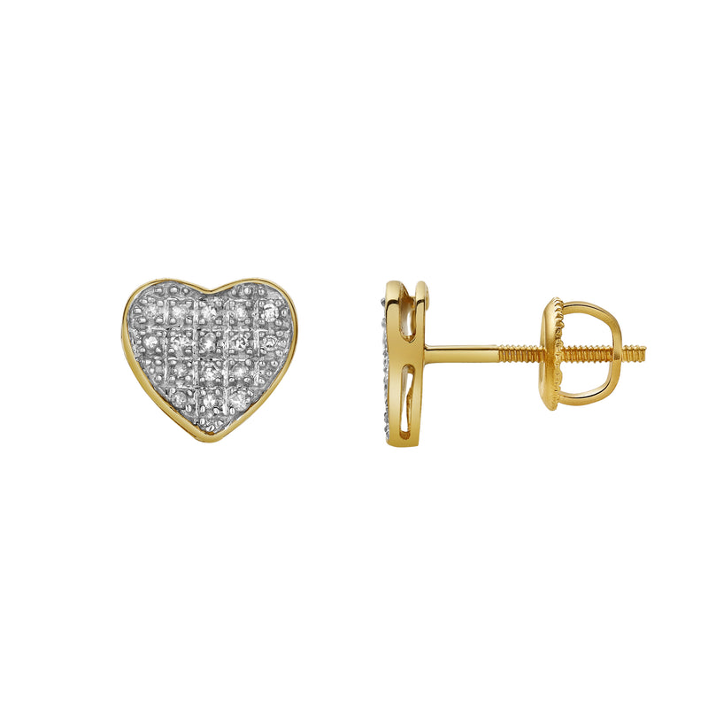 Beat 10K Yellow Gold Cluster Diamond Unisex Earrings - 0.09 Cts