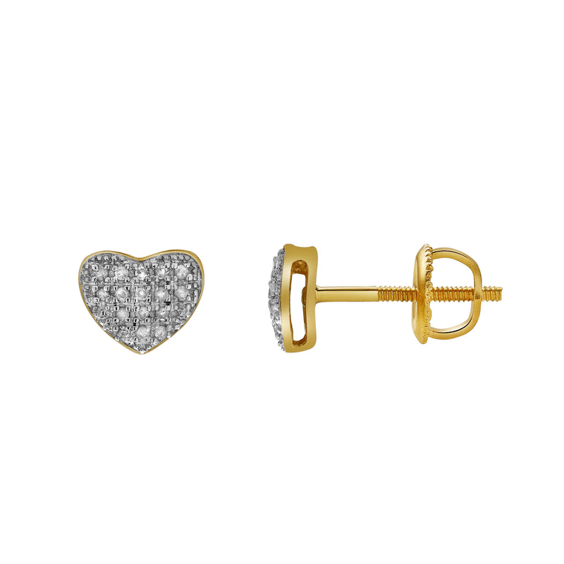 Passion 10K Yellow Gold Cluster Diamond Unisex Earrings - 0.07 Cts