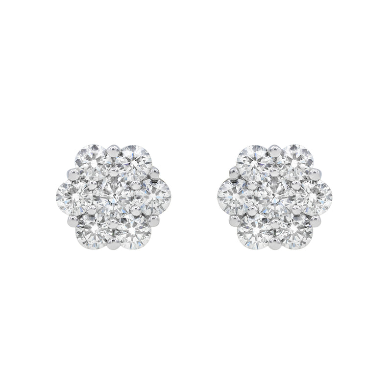 Classic Cluster Stud 14K Yellow Gold Diamond Earrings 2.03 ct. tw.