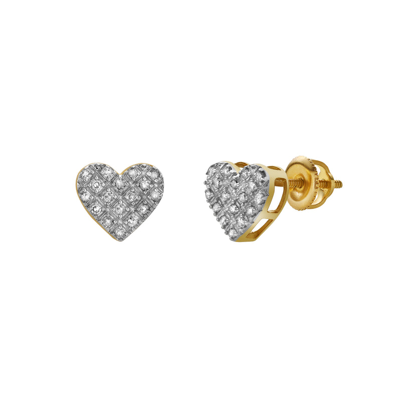 Yearn 10K Yellow Gold Cluster Diamond Unisex Earrings - 0.1 Cts