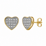 Muse 10K Yellow Gold Cluster Diamond Unisex Earrings - 0.22 Cts
