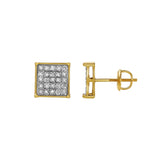 Slate 10K Yellow Gold Cluster Diamond Unisex Earrings - 0.24 Cts