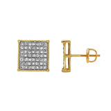 Onyx 10K Yellow Gold Cluster Diamond Unisex Earrings - 0.35 Cts