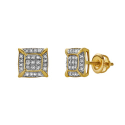 Vesper 10K Yellow Gold Cluster Diamond Unisex Earrings - 0.15 Cts