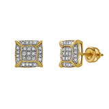 Pulse 10K Yellow Gold Cluster Diamond Unisex Earrings - 0.28 Cts