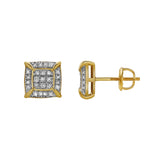 Pulse 10K Yellow Gold Cluster Diamond Unisex Earrings - 0.28 Cts