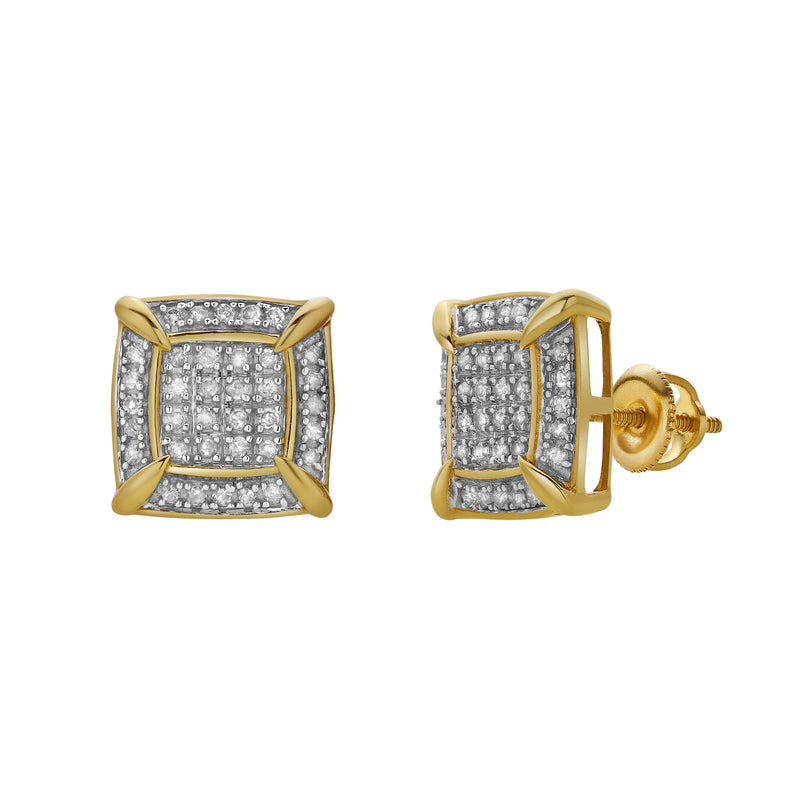 Rune 10K Yellow Gold Cluster Diamond Unisex Earrings - 0.29 Cts