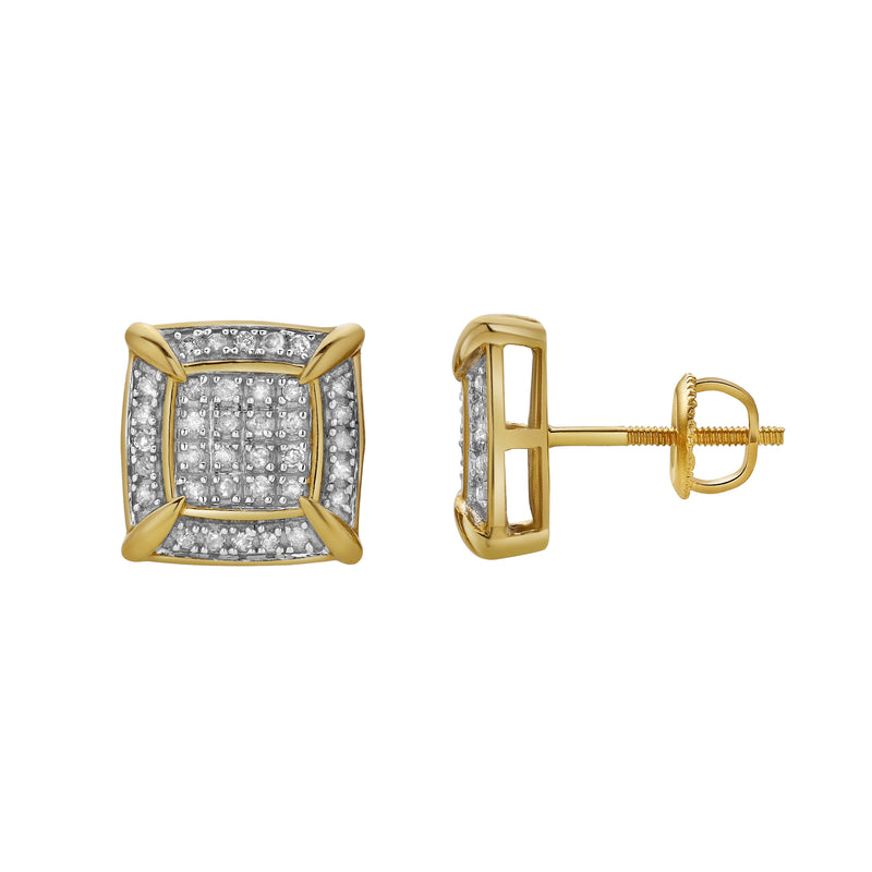 Rune 10K Yellow Gold Cluster Diamond Unisex Earrings - 0.29 Cts