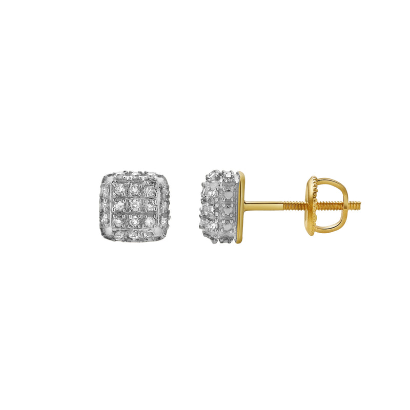 Dune 10K Yellow Gold Cluster Diamond Unisex Earrings - 0.15 Cts