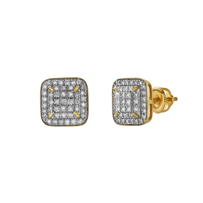 Brisa 10K Yellow Gold Diamond Unisex Earrings - 0.23 Cts