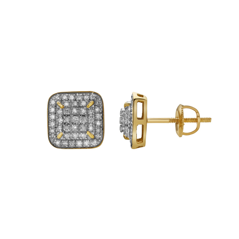 Brisa 10K Yellow Gold Diamond Unisex Earrings - 0.23 Cts