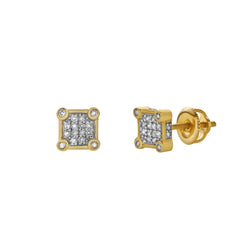 Brincadeira 10K Yellow Gold Diamond Unisex Earrings - 0.14 Cts