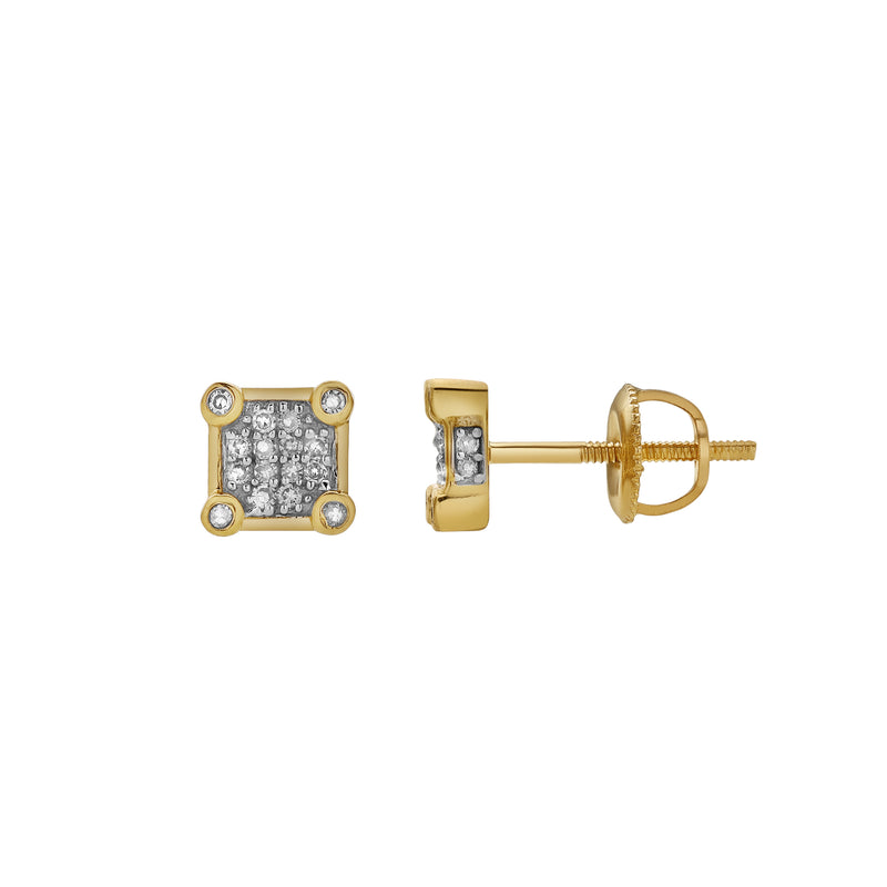 Brincadeira 10K Yellow Gold Diamond Unisex Earrings - 0.14 Cts