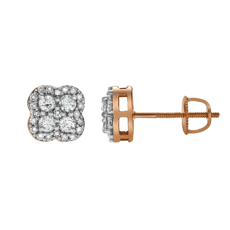 Clover Diamond 0.5 ct. tw. 14K Rose Gold Earrings