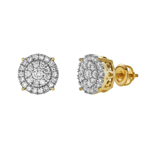 Luminelle 10K Yellow Gold Cluster Diamond Unisex Earrings - 0.53 Cts