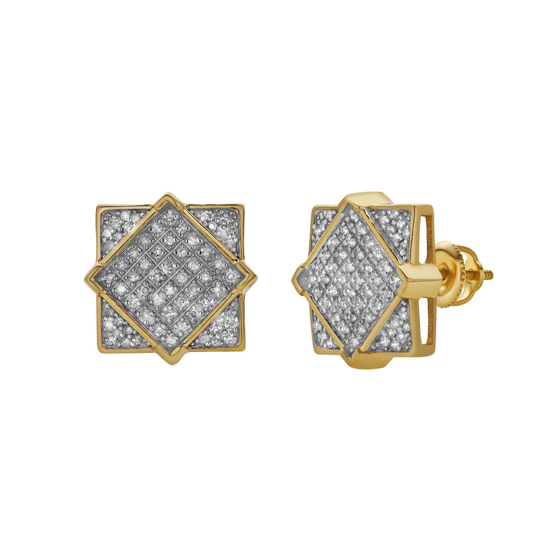 Sobremesa 10K Yellow Gold Diamond Unisex Earrings - 0.34 Cts