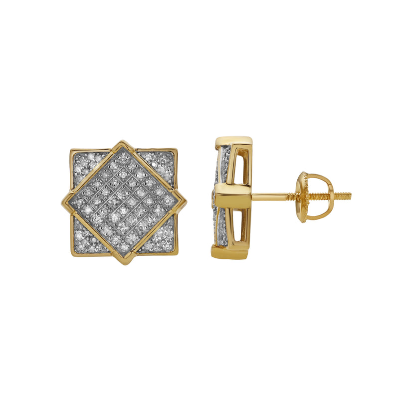 Sobremesa 10K Yellow Gold Diamond Unisex Earrings - 0.34 Cts