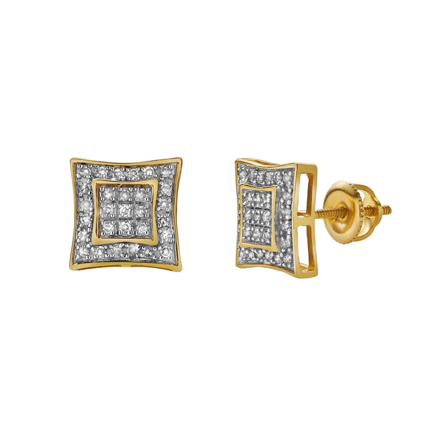 Espelho 10K Yellow Gold Diamond Unisex Earrings - 0.21 Cts