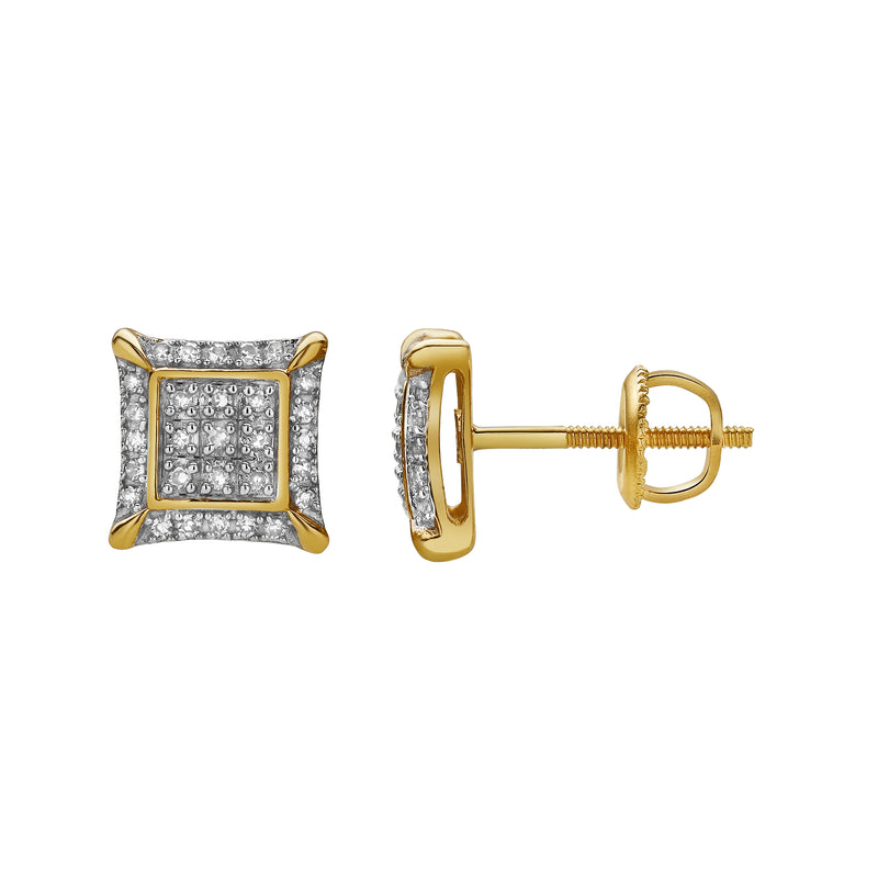 Borrifar 10K Yellow Gold Diamond Unisex Earrings - 0.14 Cts