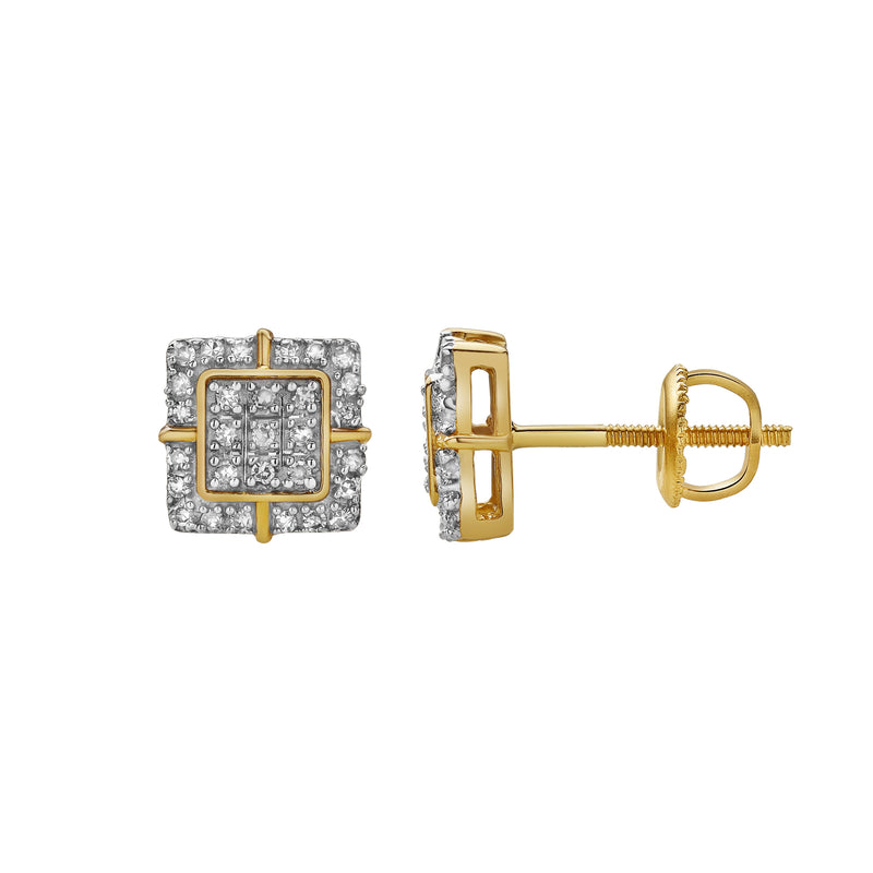 Empatia 10K Yellow Gold Diamond Unisex Earrings - 0.15 Cts