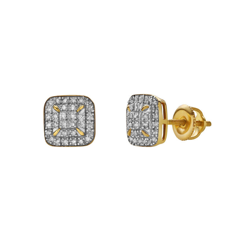 Majestoso 10K Yellow Gold Diamond Unisex Earrings - 0.15 Cts