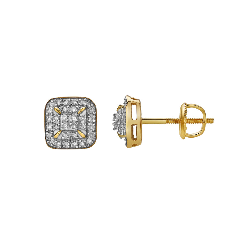 Majestoso 10K Yellow Gold Diamond Unisex Earrings - 0.15 Cts