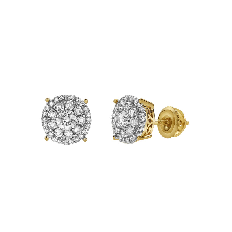 Velithra 10K Yellow Gold Cluster Diamond Unisex Earrings - 0.51 Cts