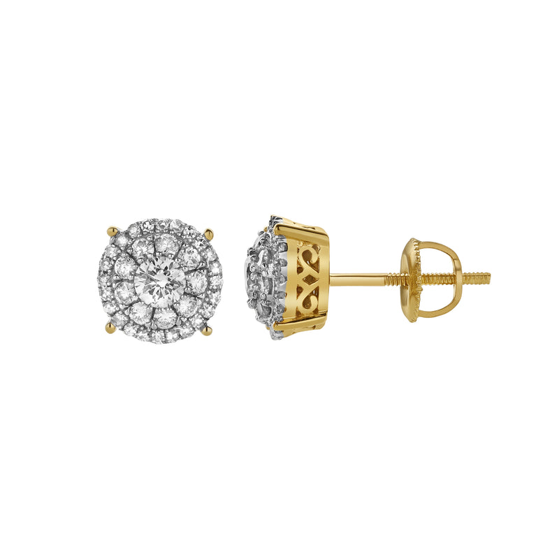 Velithra 10K Yellow Gold Cluster Diamond Unisex Earrings - 0.51 Cts