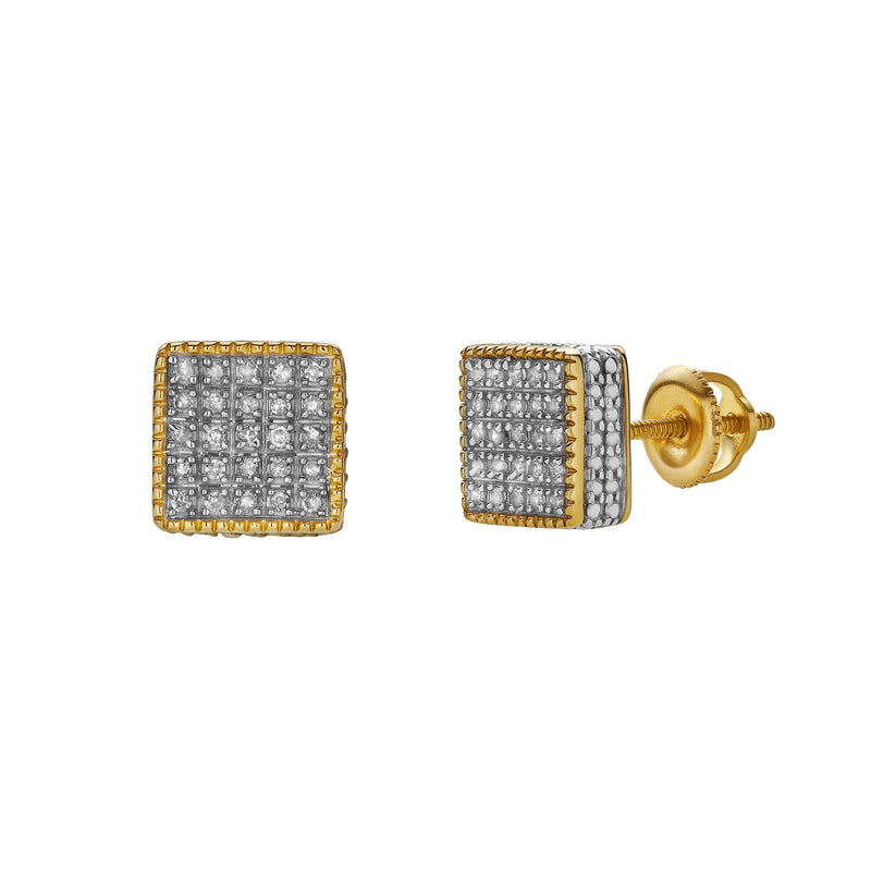 Pacato 10K Yellow Gold Diamond Unisex Earrings - 0.14 Cts