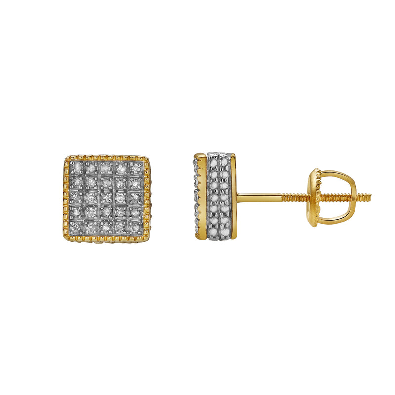 Pacato 10K Yellow Gold Diamond Unisex Earrings - 0.14 Cts