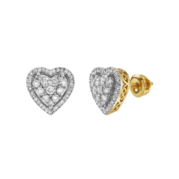 Amorest 10K Yellow Gold Cluster Diamond Unisex Earrings - 0.59 Cts