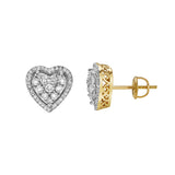 Amorest 10K Yellow Gold Cluster Diamond Unisex Earrings - 0.59 Cts