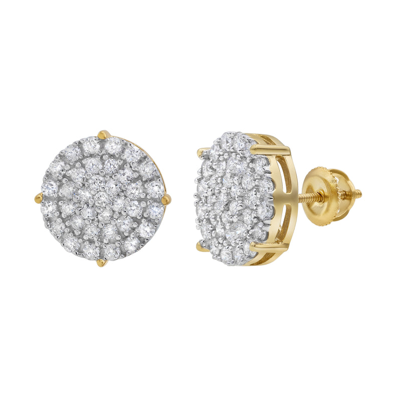 Dartboard Stud 14K Yellow Gold Diamond Earrings 0.93 ct. tw.