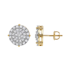 Dartboard Stud 14K Yellow Gold Diamond Earrings 0.93 ct. tw.