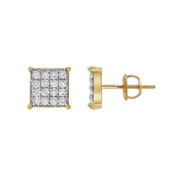 Square Prism 14K Yellow Gold Diamond Earrings 0.43 ct. tw.