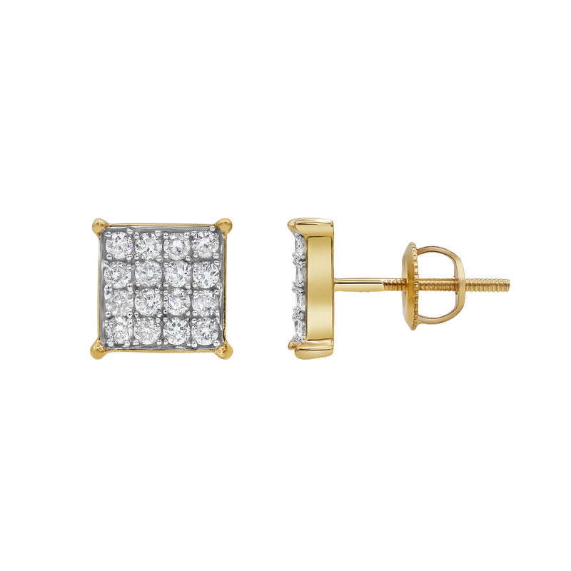 Square Prism 14K Yellow Gold Diamond Earrings 0.43 ct. tw.