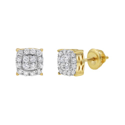 Rounded Square 14K Yellow Gold Diamond Earrings 0.31 ct. tw.