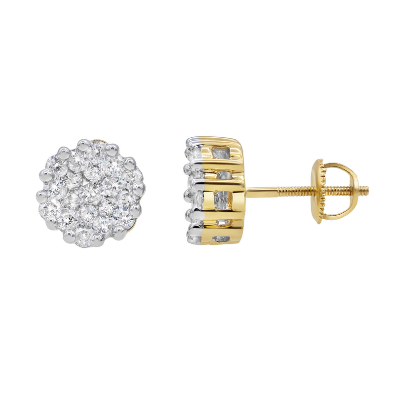 Contemporary Stud 14K Yellow Gold Diamond Earrings 0.93 ct. tw.