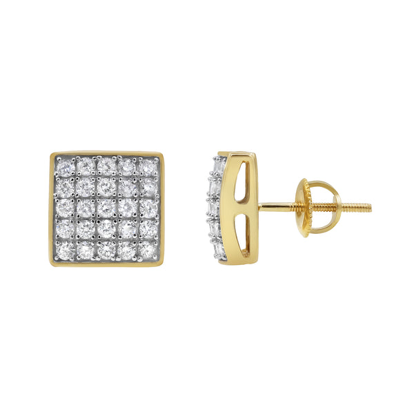 Square Tile 14K Yellow Gold Diamond Earrings 0.77 ct. tw.
