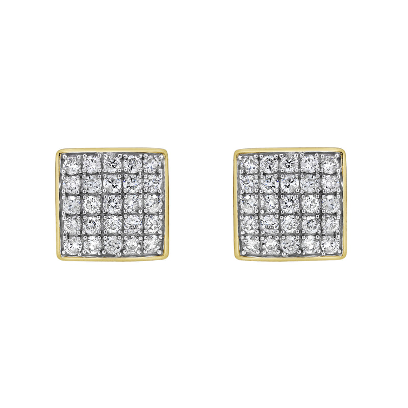 Block Beat Diamond 1.00 ct. tw. 14K Yellow Gold Earrings