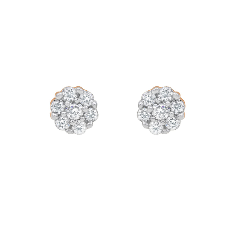 Vivid 14K Rose Gold Flower Cluster Diamond Earrings - 0.16 Ct