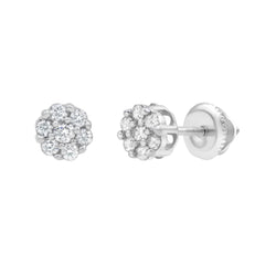 Aura 14K White Gold Flower Cluster Diamond Earrings - 0.16 Ct