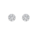 Aura 14K White Gold Flower Cluster Diamond Unisex Earrings - 0.16 Ct